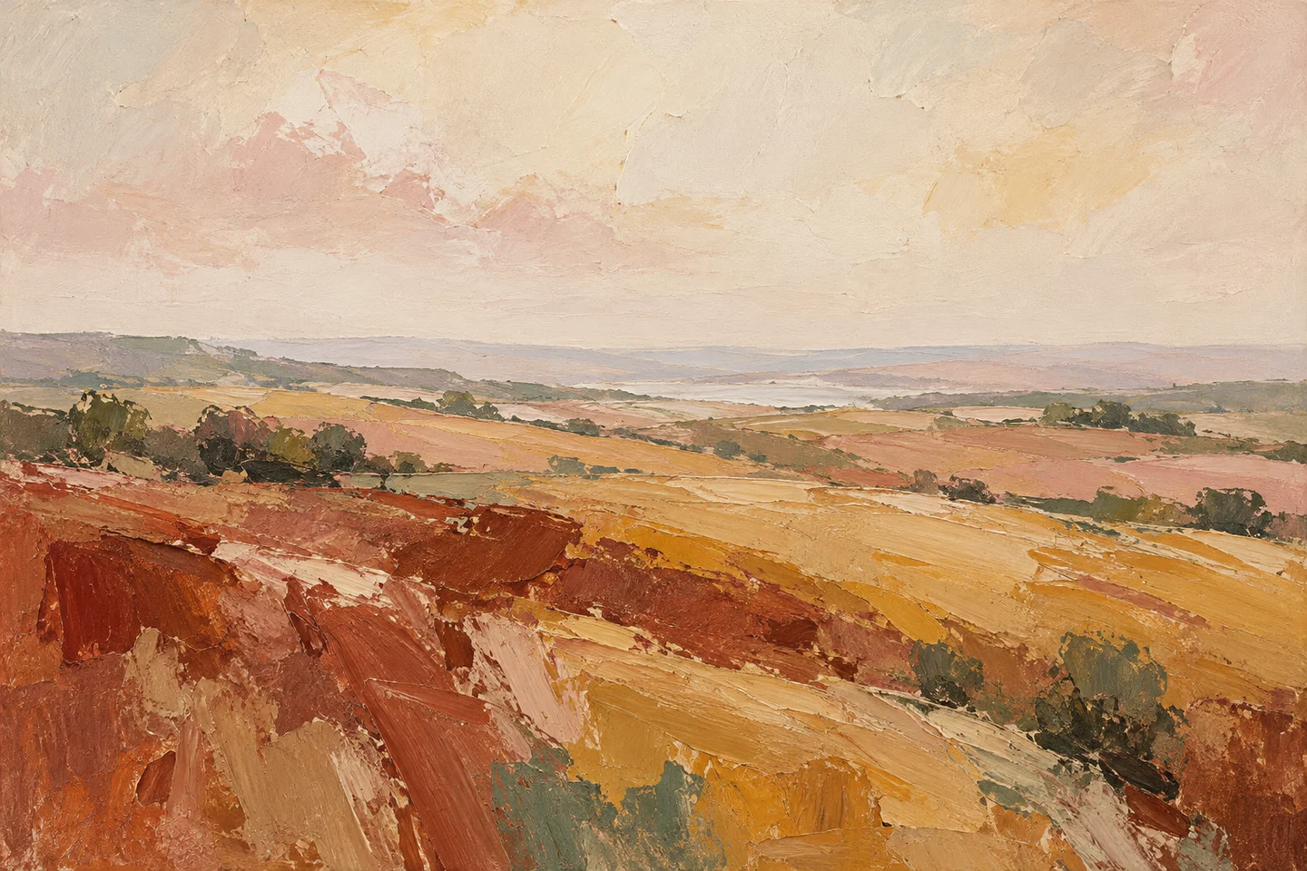 Ochre fields — original abstract painting concept